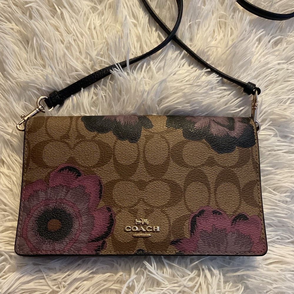 Coach Floral Crossbody Bag in Brown and Pink